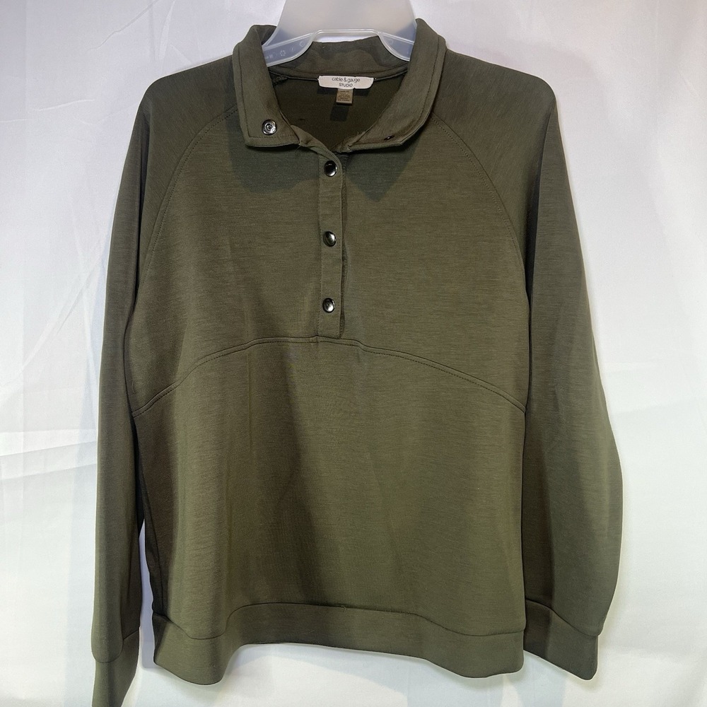 Cable & Gauge Studio Women's Large Olive Green Pullover Long Sleeve Top Sweater